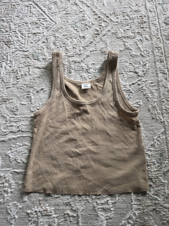 Sunday Best Tops - Sunday Best Ribbed Tank Top in Taupe Beige
